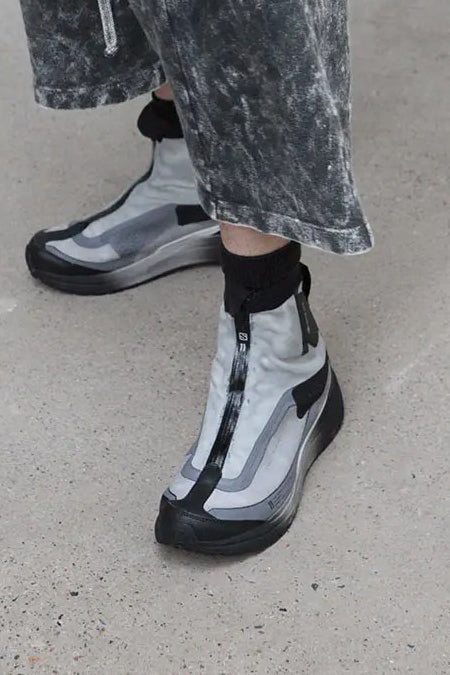 11 By BORIS BIDJAN SABERI 68 11XS Oil Dye Front Zip Boots Grey White Black MEN P1122
